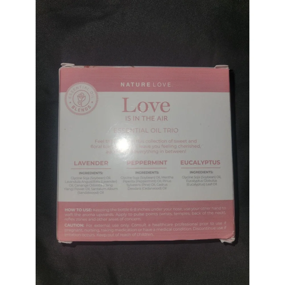 Nature Love Is In The Air,‎ 3 Pure ESSENTIAL OILS Lavender Peppermint Eucalyptus